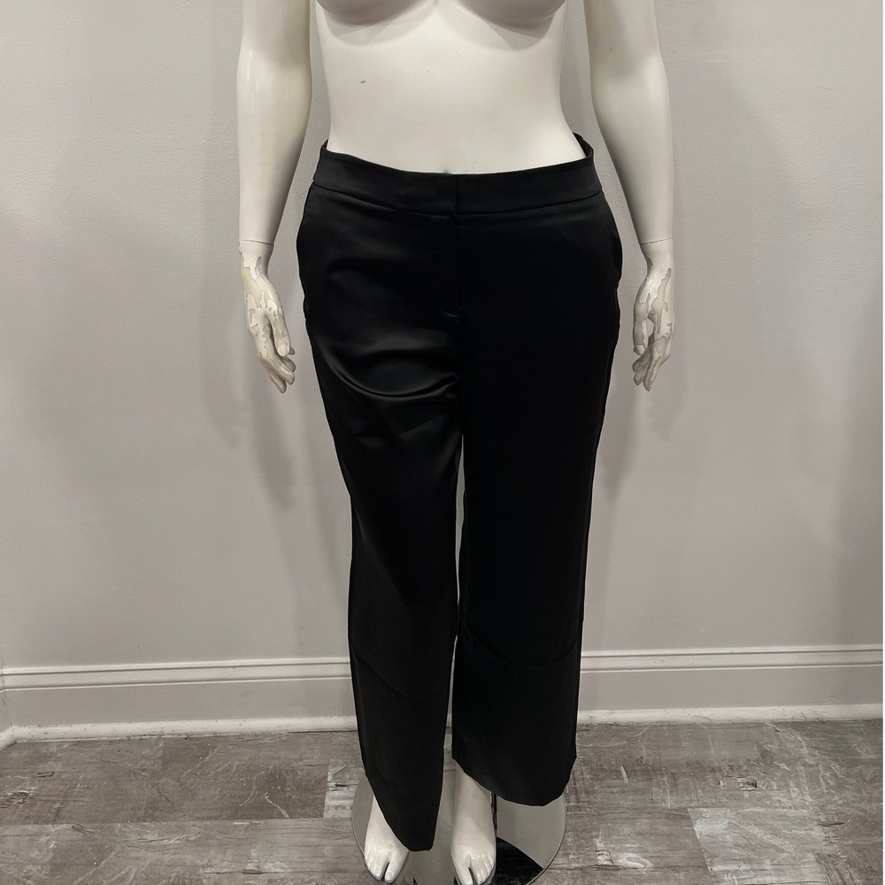 Talbots Womens Pants Black Satin Dress Dressy Holiday Evening Party Size 16P